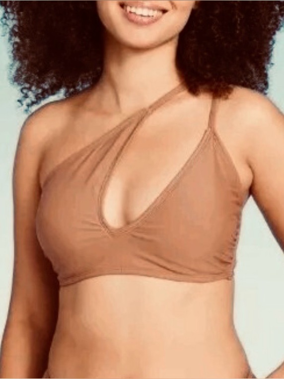 Wild Fable Cut Out One Shoulder Brown Bikini Top Size Xs